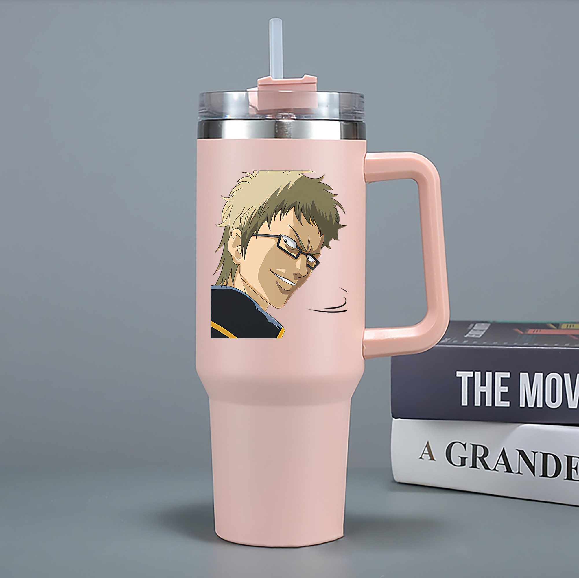 （画像用） ぎんたま 坂田銀時（さかたぎんとき） 神楽 志村新八（しむら しんぱち） GINTAMA Sakata Gintoki Kagura Shimura Shinpachi 1200mL車用タンブラー - クリスタルステッカー（プラスチックストロー付き）